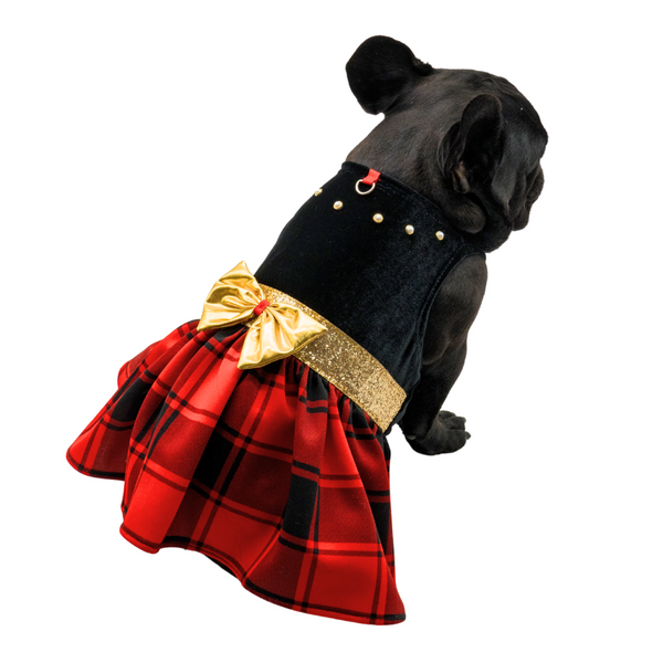 Vestido cuadros Navidad para mascotas