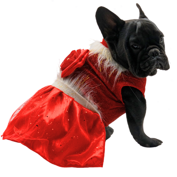 Vestido rojo de moño navidad para mascotas