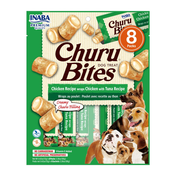 CHURU BITES PARA PERRO RECETA POLLO CON ATUN X 8 UND X 12 GRS - VERDE