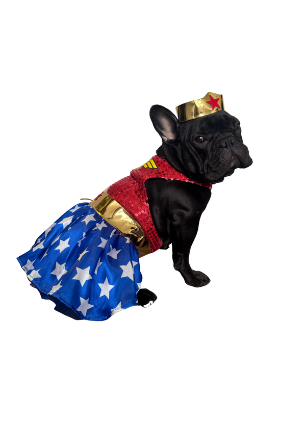 Disfraz mujer maravilla premium para mascotas