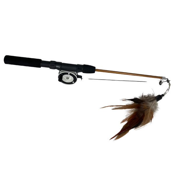 Vara caña de pescar con pluma para gato
