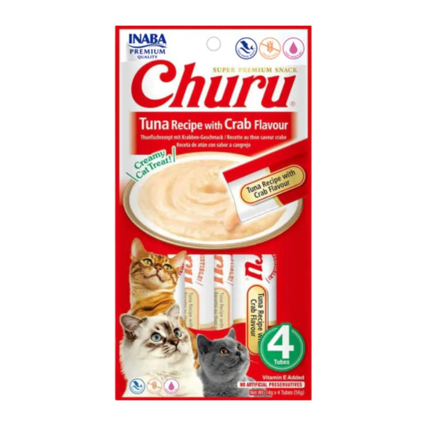 Churu Snack Receta de Atún con sabor a Cangrejo x 4 Unds 14 g ( Roja)