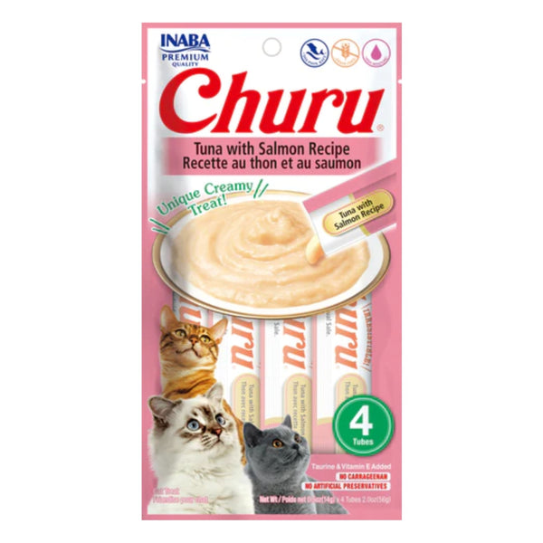 Churu Snack Receta de Atún con Salmón x 4 Unds 14 g (Rosa) para gatos