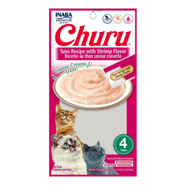 Churu Snack Receta de atún con sabor a camarones x 4 Unds 14 g (Fucsia)